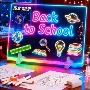 Neon Glow LED Chargeable Drawing Board for Kids